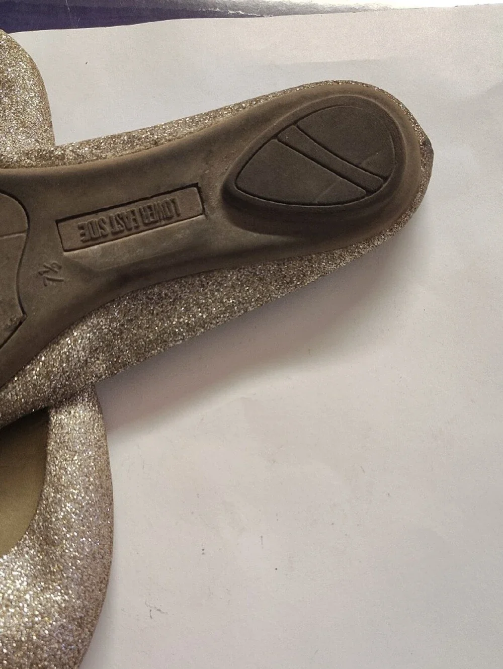 LOWER EAST SIDE Metallic Champagne Glitter Ballet Flats